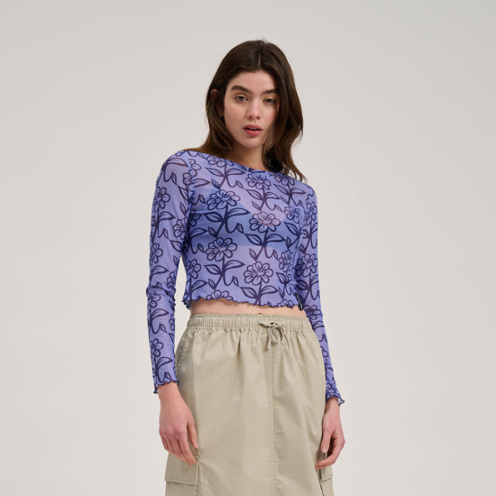 Santa Cruz Γυναικεία μακρυμάνικη μπλούζα Delfino Flower Mesh Crop LS Top